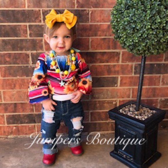 Boutique Baby Girls Sunflower & Serape Romper - Picture 2 of 3